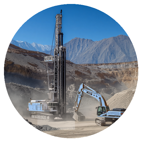 Mining drill rig and excavator